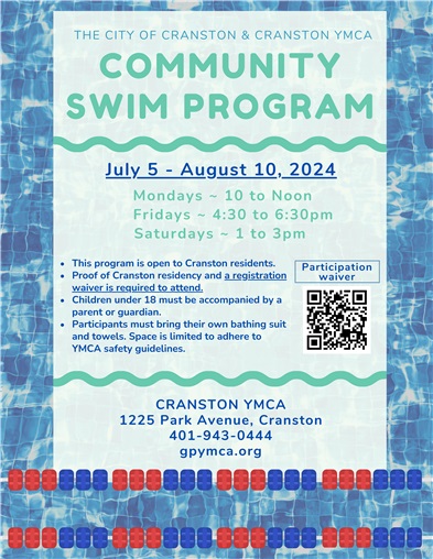 Mayor Hopkins Announces 2024 Cranston Community Swim Program, Splash Pad Open